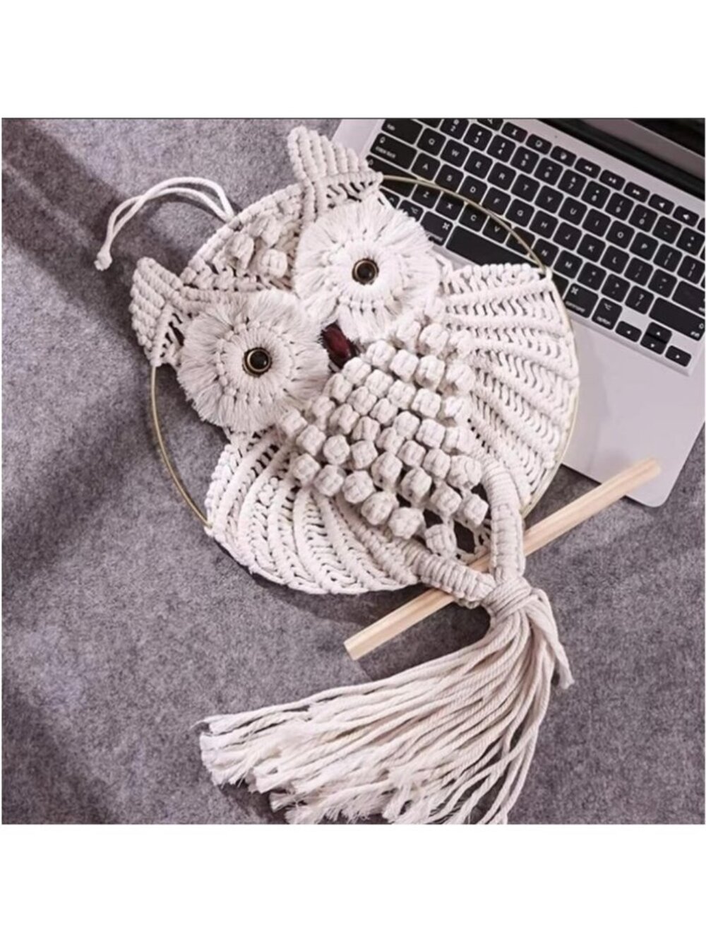 2PCS Owl Macrame Wall Hanging Tapestry Boho Home Decor